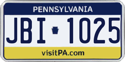 PA license plate JBI1025