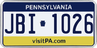 PA license plate JBI1026