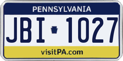 PA license plate JBI1027