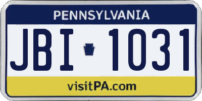 PA license plate JBI1031