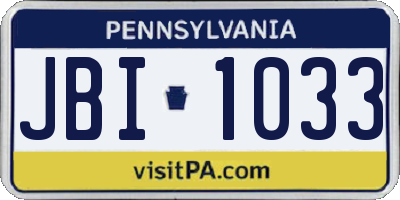 PA license plate JBI1033