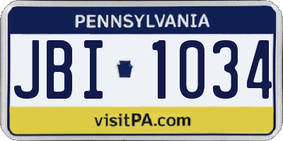 PA license plate JBI1034