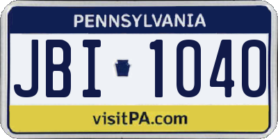 PA license plate JBI1040