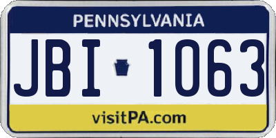 PA license plate JBI1063