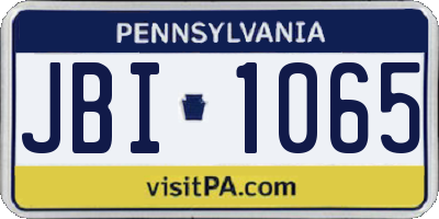 PA license plate JBI1065