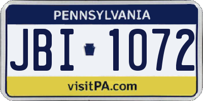 PA license plate JBI1072