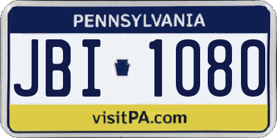 PA license plate JBI1080