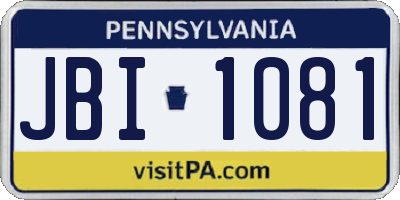 PA license plate JBI1081