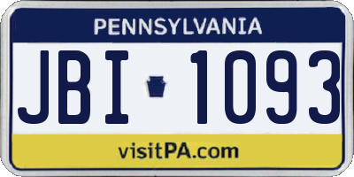 PA license plate JBI1093