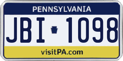 PA license plate JBI1098