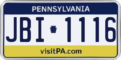 PA license plate JBI1116