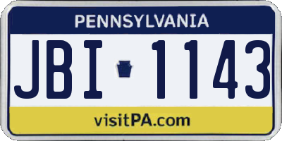 PA license plate JBI1143