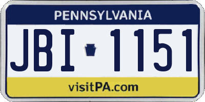 PA license plate JBI1151