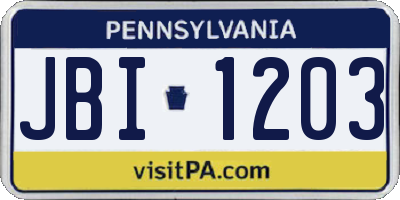 PA license plate JBI1203