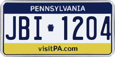 PA license plate JBI1204