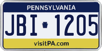 PA license plate JBI1205