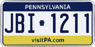 PA license plate JBI1211