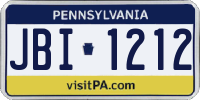 PA license plate JBI1212