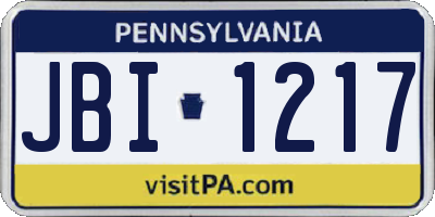 PA license plate JBI1217