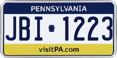 PA license plate JBI1223