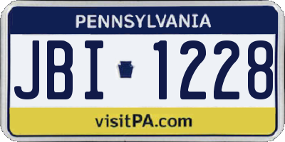 PA license plate JBI1228