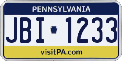 PA license plate JBI1233