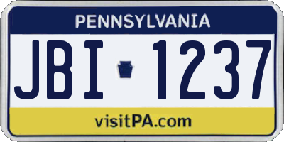 PA license plate JBI1237