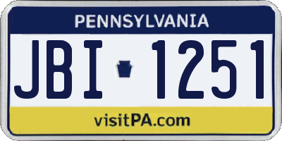 PA license plate JBI1251