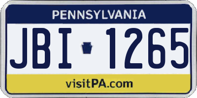 PA license plate JBI1265