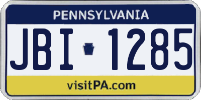 PA license plate JBI1285