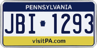 PA license plate JBI1293