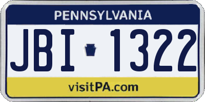 PA license plate JBI1322