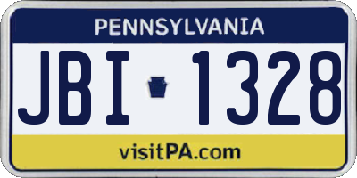 PA license plate JBI1328