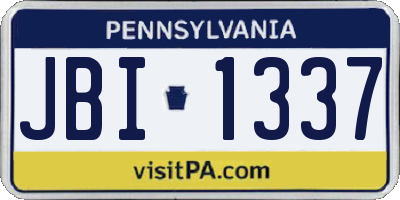 PA license plate JBI1337