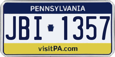 PA license plate JBI1357