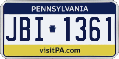 PA license plate JBI1361