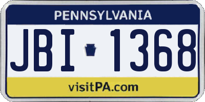 PA license plate JBI1368