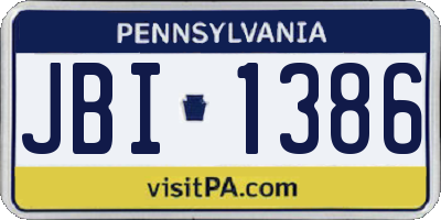 PA license plate JBI1386