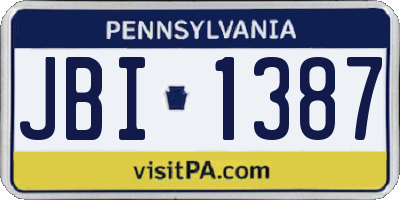 PA license plate JBI1387