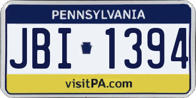 PA license plate JBI1394