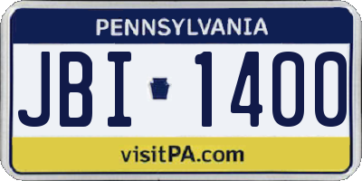 PA license plate JBI1400