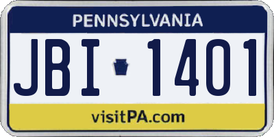 PA license plate JBI1401
