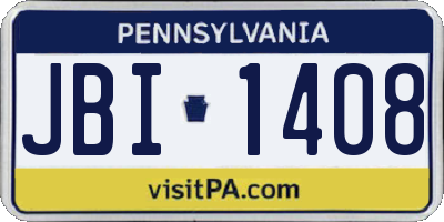 PA license plate JBI1408