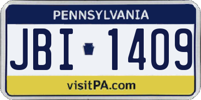 PA license plate JBI1409