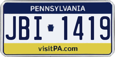 PA license plate JBI1419