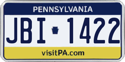 PA license plate JBI1422