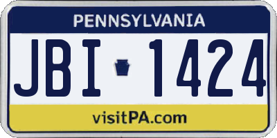 PA license plate JBI1424