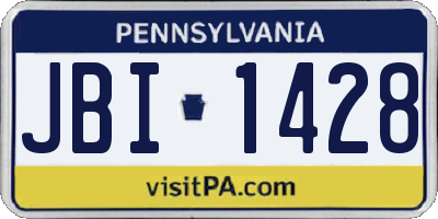 PA license plate JBI1428