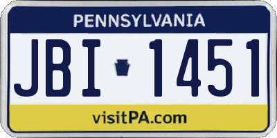 PA license plate JBI1451