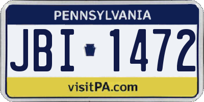 PA license plate JBI1472